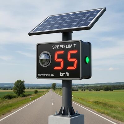 Solar 12V Or AC 220V Powder-coated Steel Good Visibility Traffic Speed Limit Display Two Digit Radar Speed Sign Traffic Detector